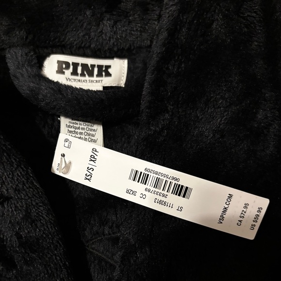 🐸Victoria's Secret PINK Black Cozy Robe - Picture 7 of 7